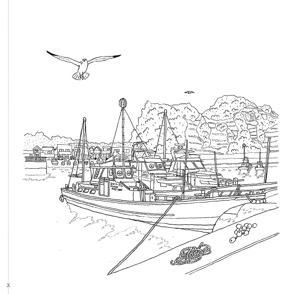 Adult Sketch Coloring Book: Towns in Nostalgic Showa-era Building