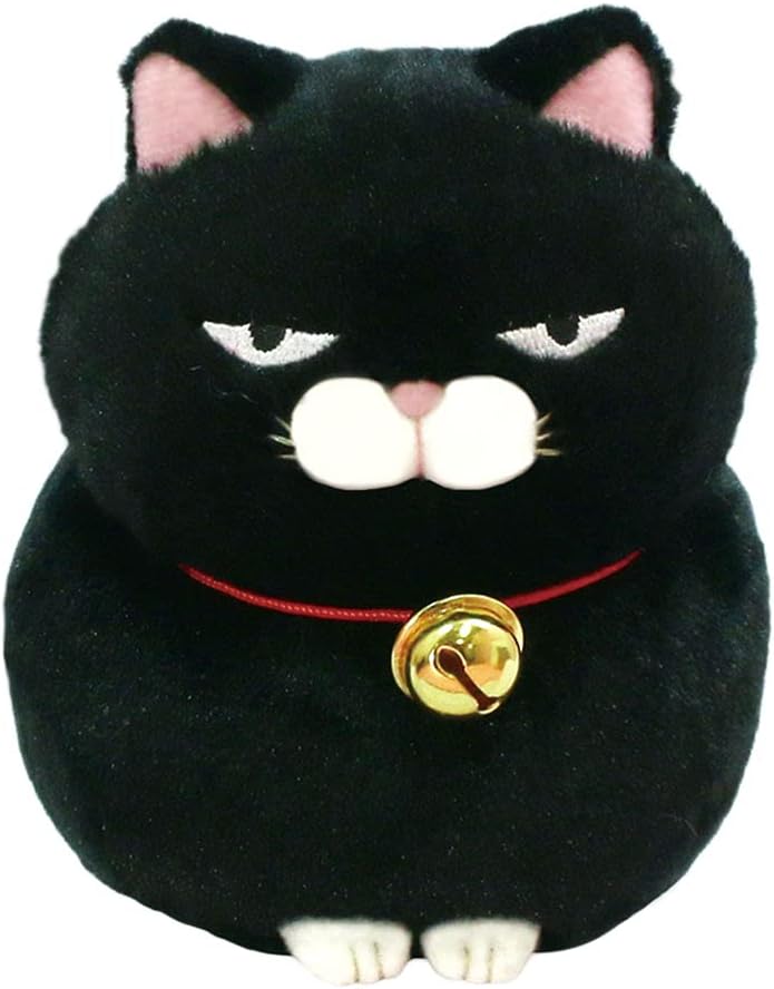 Amufun Bearded Manju Grumpy Black Cat Black Bean Kawaii Stuffed Plush Toy