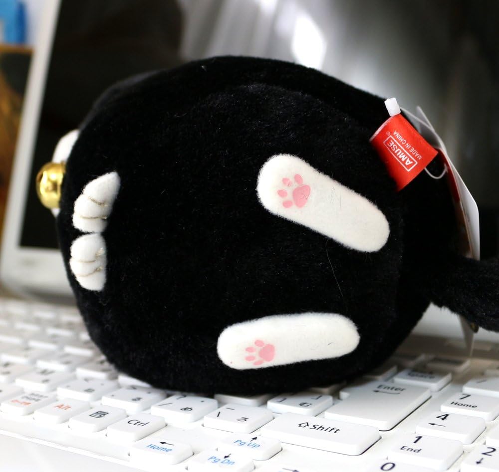 Amufun Bearded Manju Grumpy Black Cat Black Bean Kawaii Stuffed Plush Toy