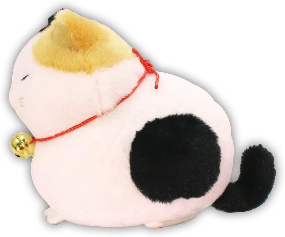 Amufun Bearded Manju Good Luck Cat Calico Maneki Neko Kawaii Stuffed Plush Toy