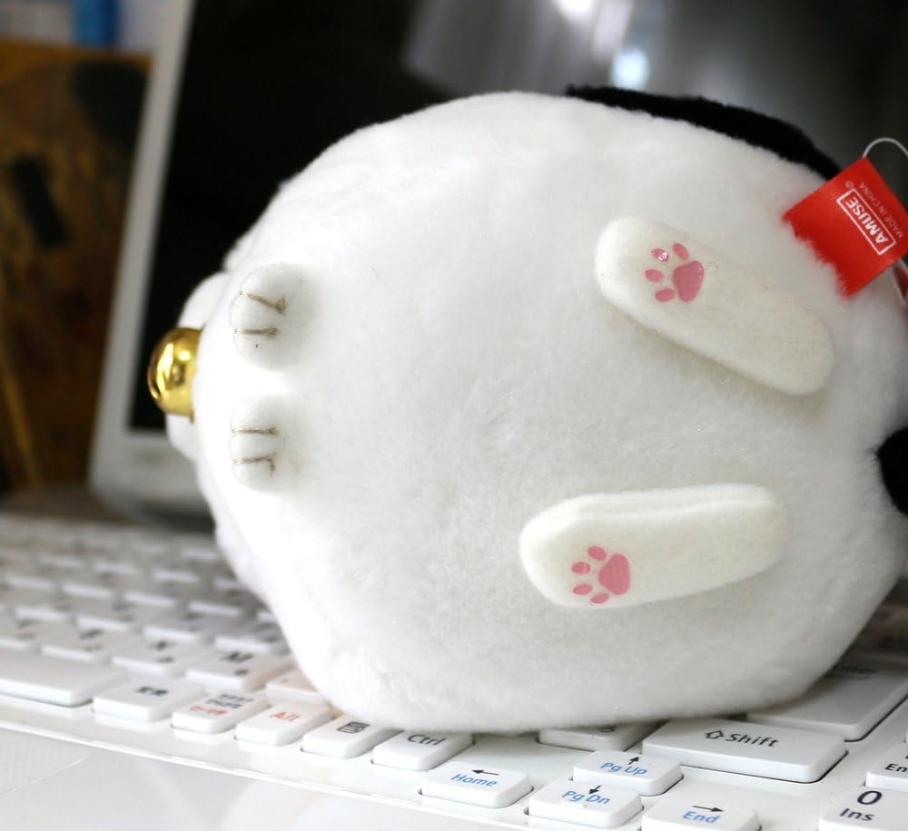 Amufun Bearded Manju Good Luck Cat Calico Maneki Neko Kawaii Stuffed Plush Toy