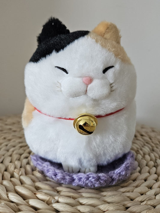 Amufun Bearded Manju Good Luck Cat Calico Maneki Neko Kawaii Stuffed Plush Toy