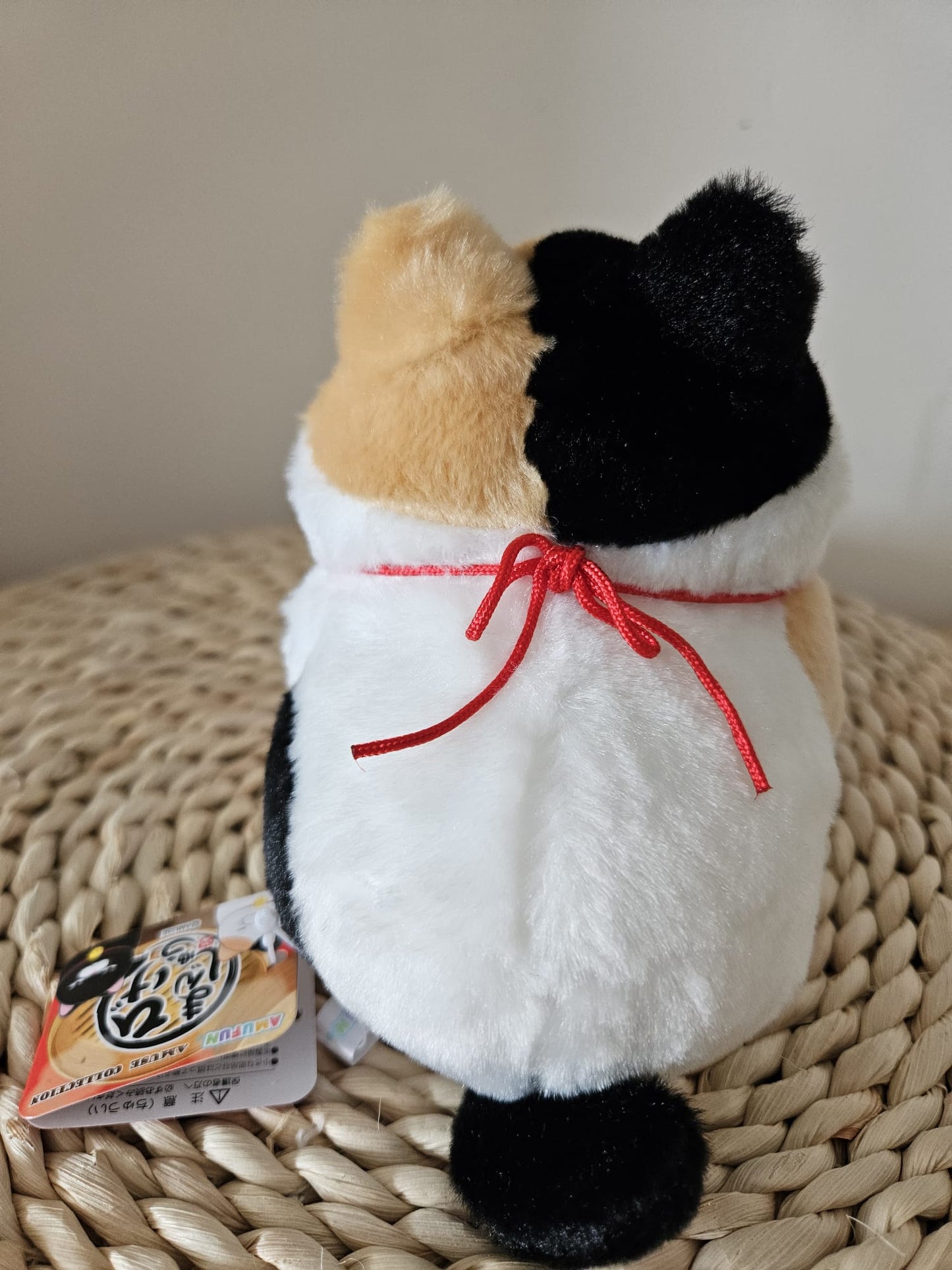 Amufun Bearded Manju Good Luck Cat Calico Maneki Neko Kawaii Stuffed Plush Toy