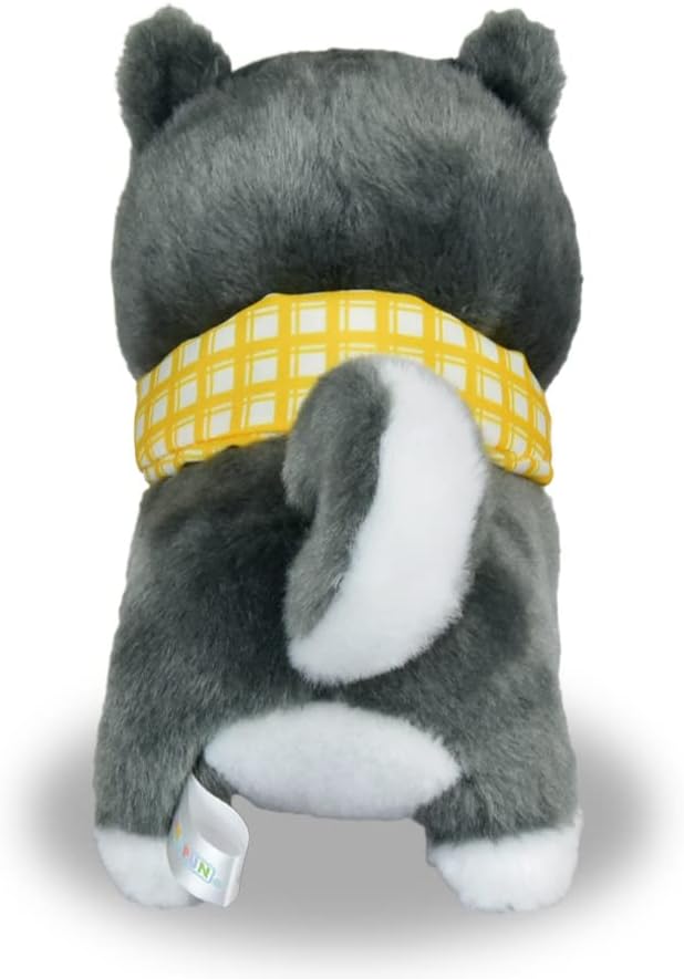 Amufun Cute Akita Inu Dog Puppy Grey Kawaii Stuffed Plush Toy Mameshiba