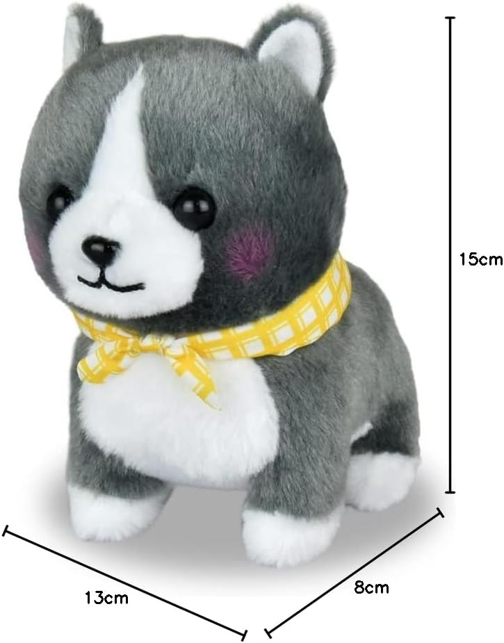 Amufun Cute Akita Inu Dog Puppy Grey Kawaii Stuffed Plush Toy Mameshiba