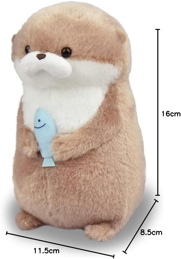 Amufun Cute Baby Otter Holding Fish Kawaii Stuffed Plush Toy