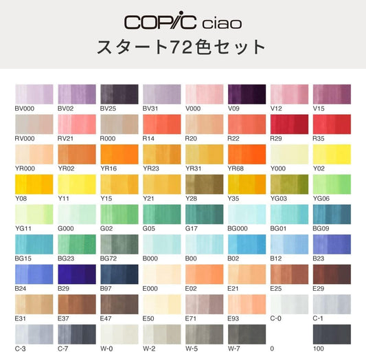 COPIC Ciao Starter 72-Colour 72.Too Illustration Markers Beginner