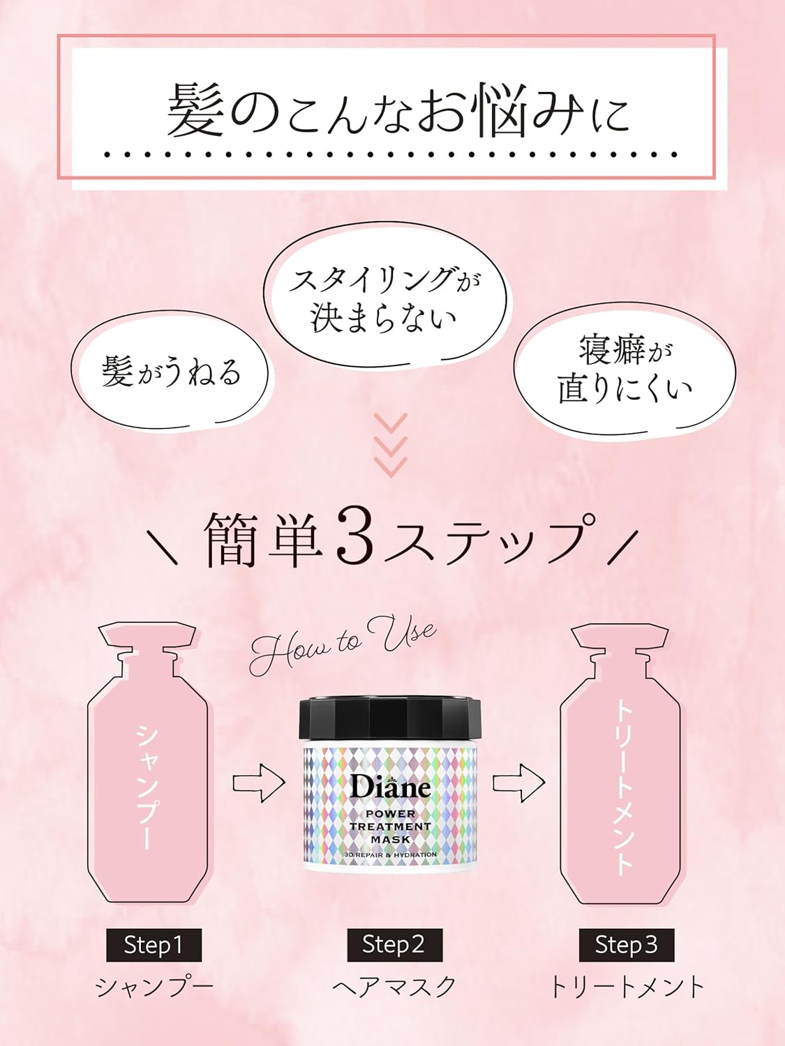 Diane Power Treatment Mask for Damaged Hair Musk Fragrance 230g