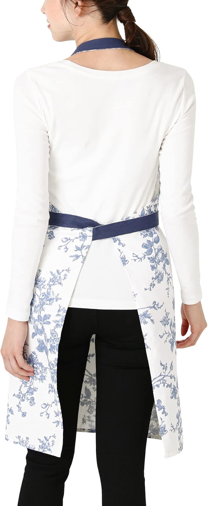 Franc Franc Botanical Cotton Floral Blue Apron Kawaii Feminine One Size