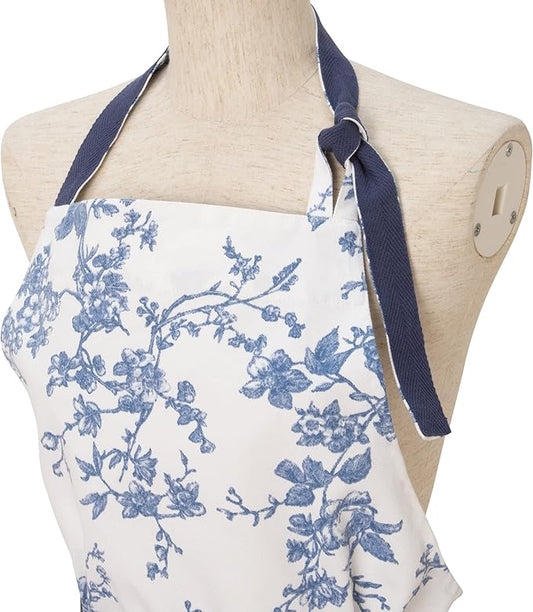 Franc Franc Botanical Cotton Floral Blue Apron Kawaii Feminine One Size