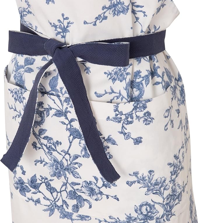 Franc Franc Botanical Cotton Floral Blue Apron Kawaii Feminine One Size