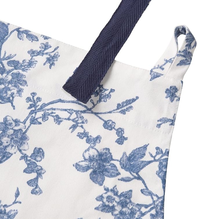 Franc Franc Botanical Cotton Floral Blue Apron Kawaii Feminine One Size