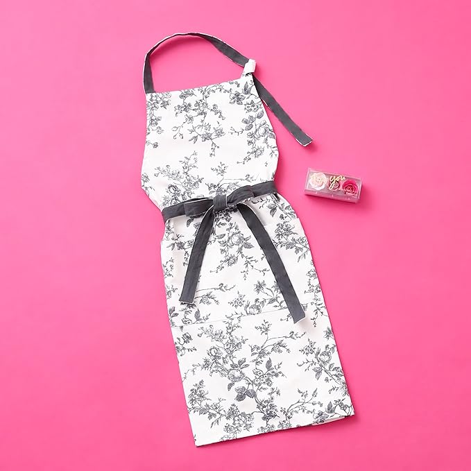 Franc Franc Botanical Cotton Floral Grey Apron Kawaii Feminine One Size