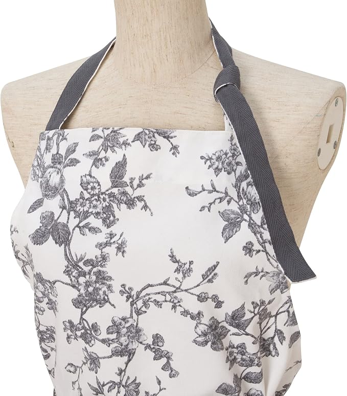 Franc Franc Botanical Cotton Floral Grey Apron Kawaii Feminine One Size