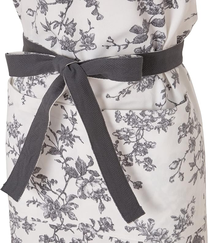 Franc Franc Botanical Cotton Floral Grey Apron Kawaii Feminine One Size
