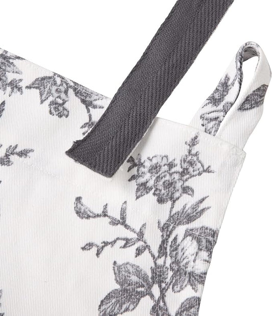 Franc Franc Botanical Cotton Floral Grey Apron Kawaii Feminine One Size