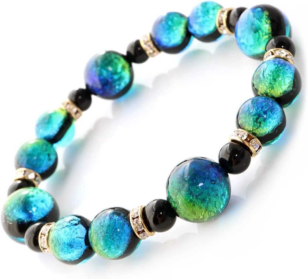 Firefly Hotaru glass blue glow in dark bracelet 15cm Okinawa