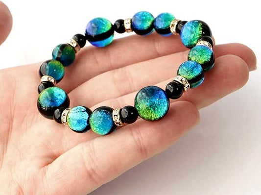 Firefly Hotaru glass blue glow in dark bracelet 15cm Okinawa