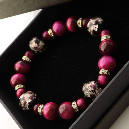 Firefly Hotaru glass pink glow in dark bracelet 15cm Okinawa