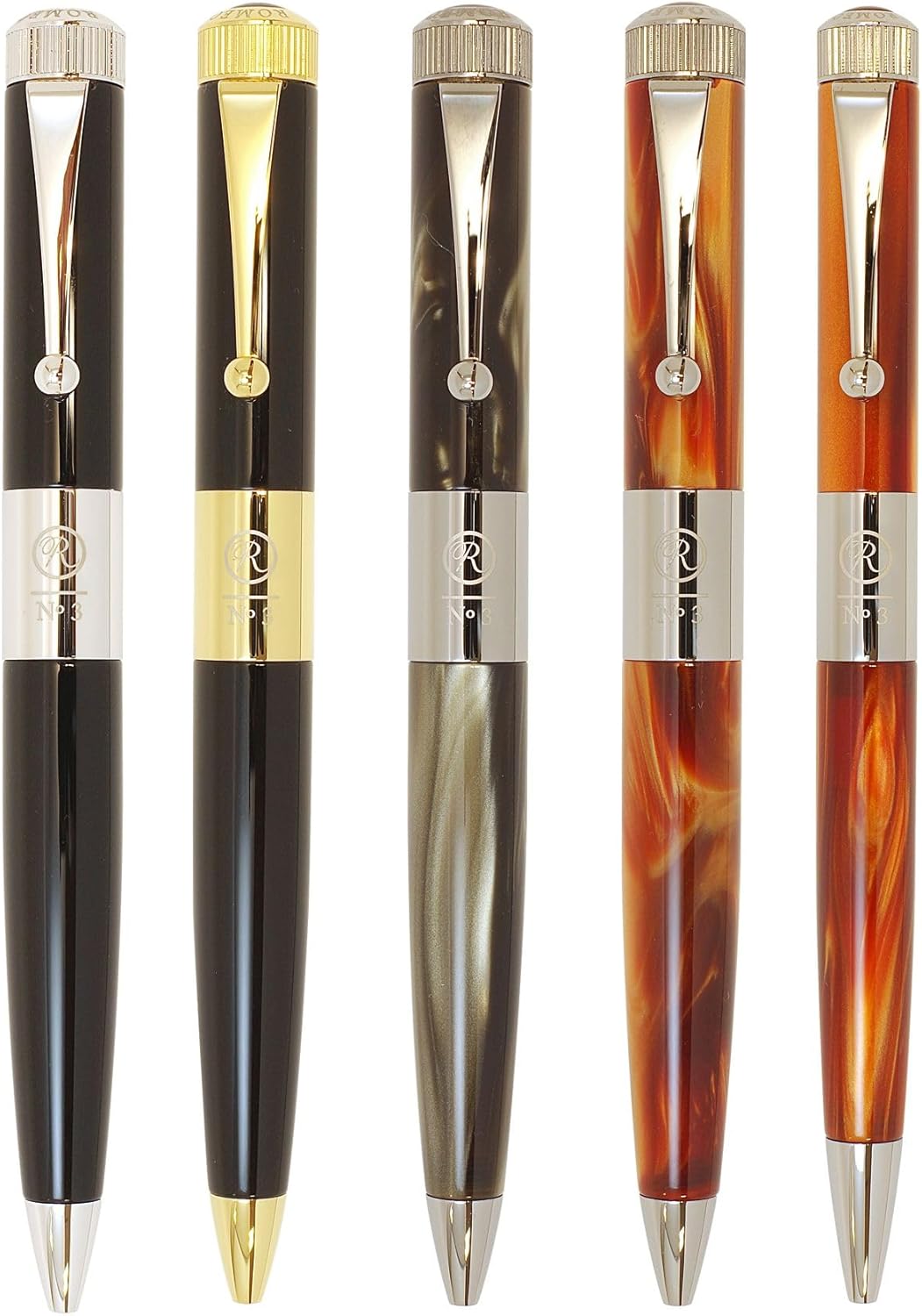 Itoya Romeo R284 No.3 Thin Shaft Barrel Ballpoint Pen Italian Amber 0.7 mm