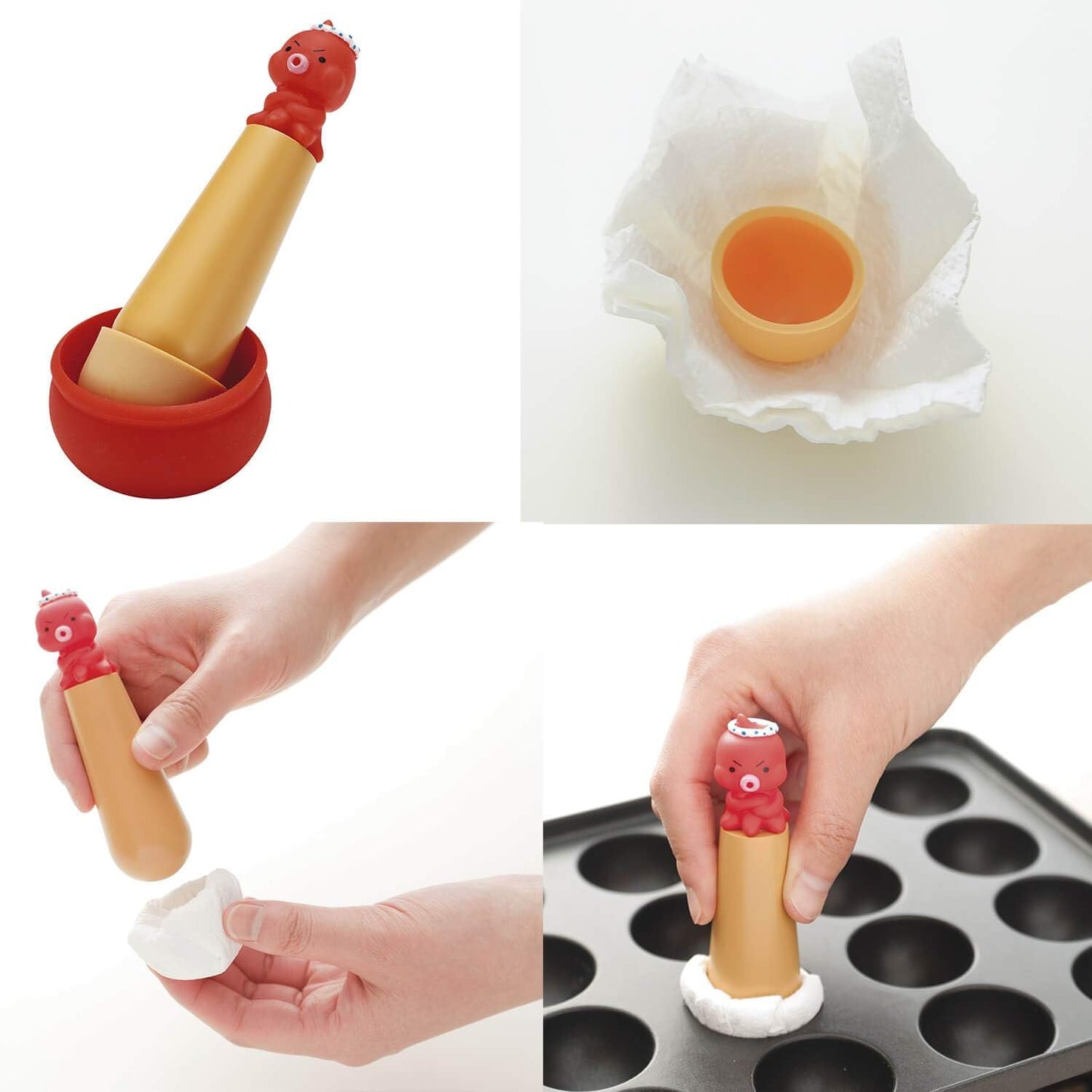 KAI Corporation Maido Hanpo Complete Kawaii Red Takoyaki Making Kit For Octopus Balls
