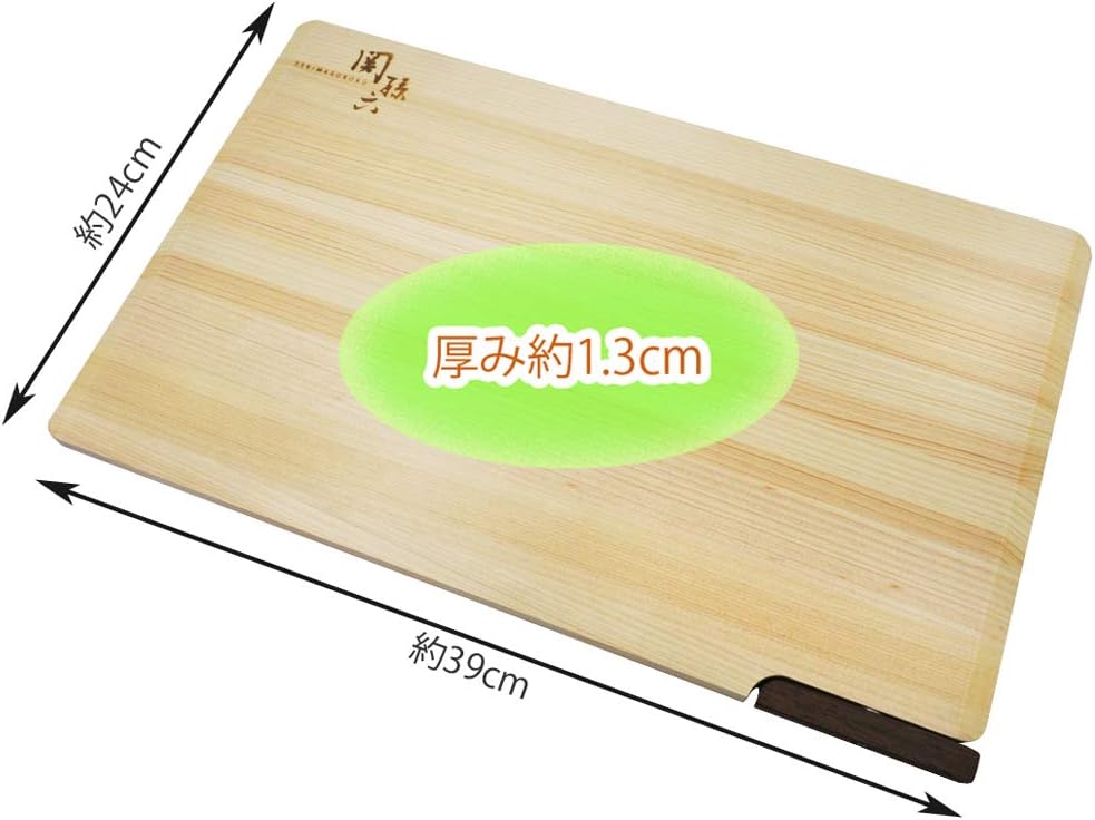 KAI Seki Magoroku Hinoki Wood Chopping Board with Stand 39 x 24 cm