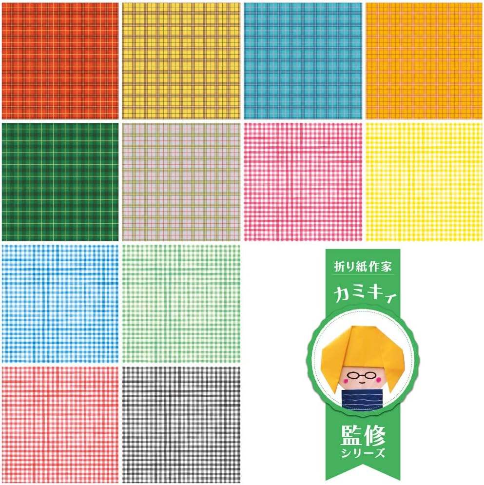 Kamikey Origami Antibacterial Plaid Set 72 sheets 15 cm x 15 cm