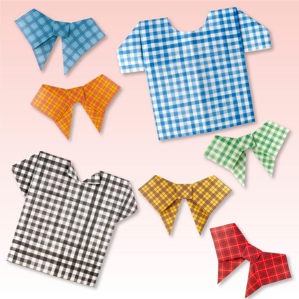 Kamikey Origami Antibacterial Plaid Set 72 sheets 15 cm x 15 cm
