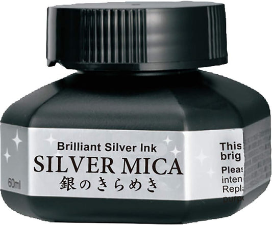 Kuretake Premium Japanese Calligraphy Metallic Silver MICA Ink 60ml for Pro Art