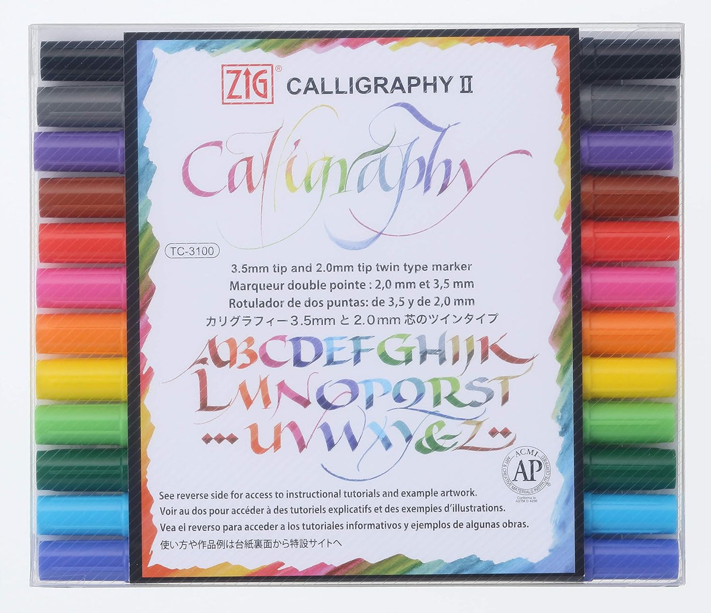 Kuretake Water-based Pen ZIG Calligraphy Beginners Set 12 Colors