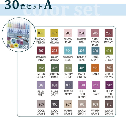 Kuretake ZIG Clean Color Real Brush Watercolour Set of 30 RB-6000AT/30VA Japan