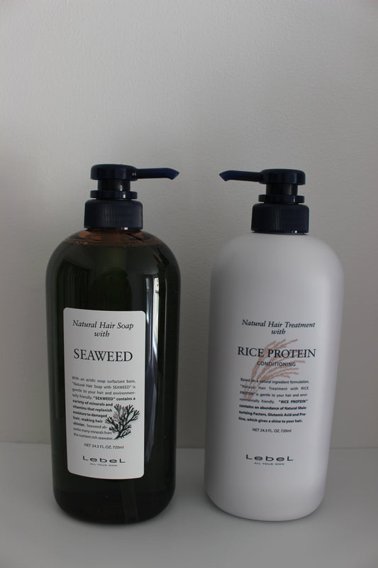 LebeL Natural Hair Soap Seaweed & Natural Hair Treatment Rice Protein 720ml each