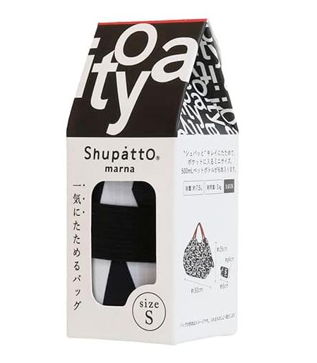 MARNA Shupatto Compact Bag Eco Bag Folding S size Itoya Studio Black