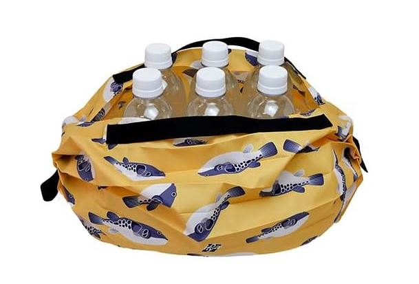 MARNA Shupatto Compact Bag Eco Bag Folding S size Yellow Pufferfish Shape