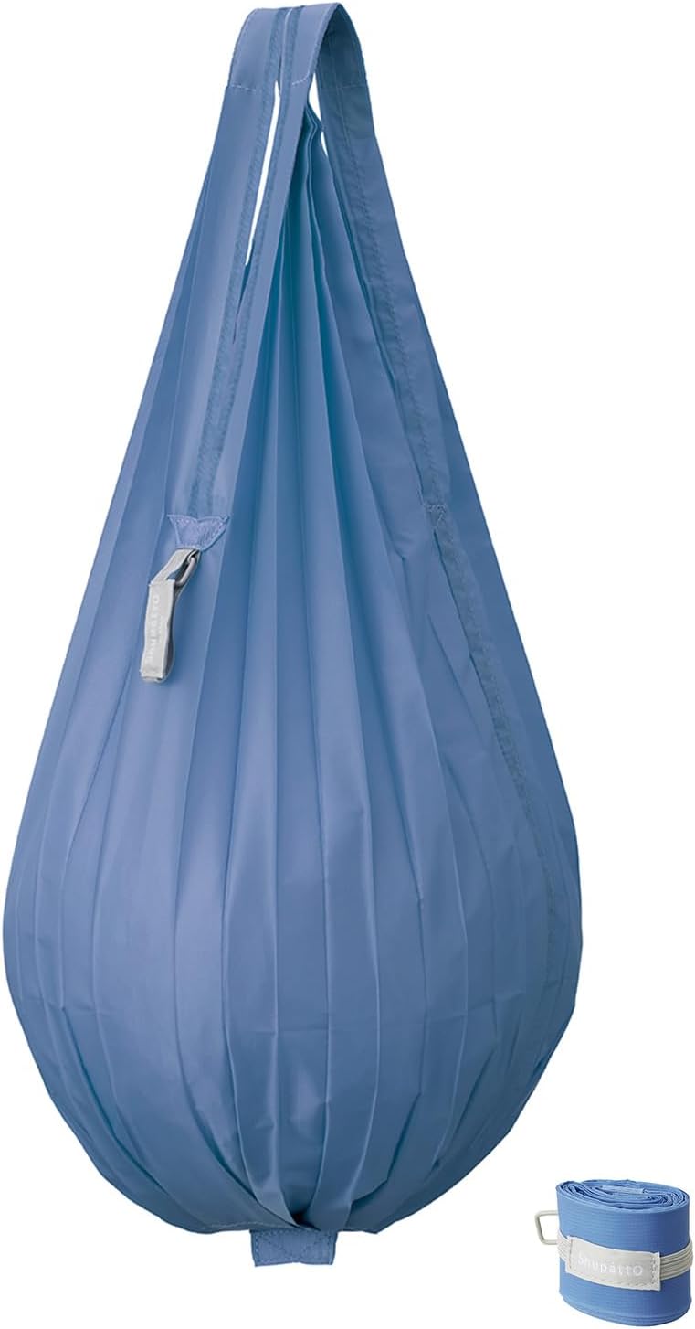 MARNA Shupatto Minimalist Folding Eco Bag Teardrop Shape Blue 12 L