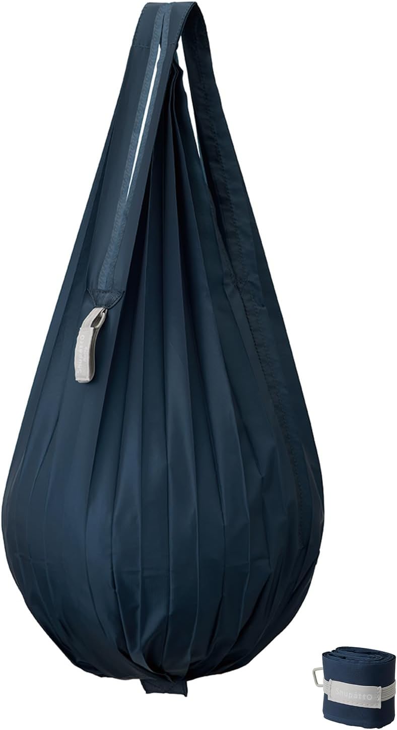 MARNA Shupatto Minimalist Folding Eco Bag Teardrop Shape Deep Sea 12 L