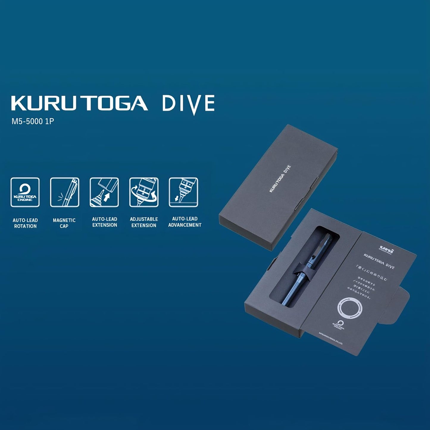 Mitsubishi Kuru Toga Uni Dive 0.5mm Mechanical Pencil M5-5000 Abyss Blue