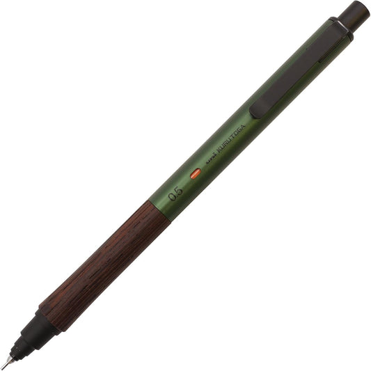 Mitsubishi Uni Kuru Toga Wood 0.5mm Mechanical Pencil Forest Green M5-KW