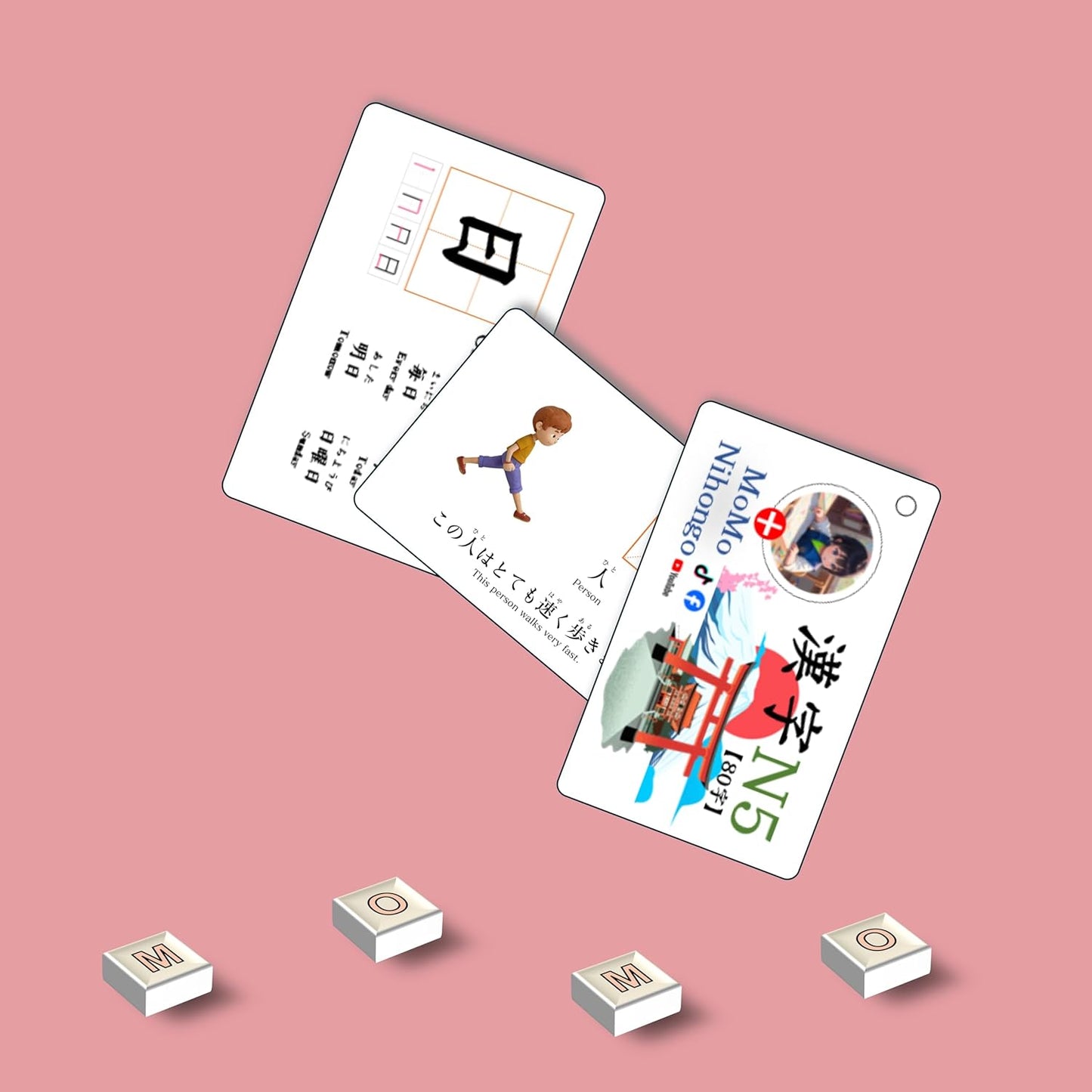 MoMo Nihongo Japanese Kanji 80 Flashcards JLPT N5 Beginners English Translation