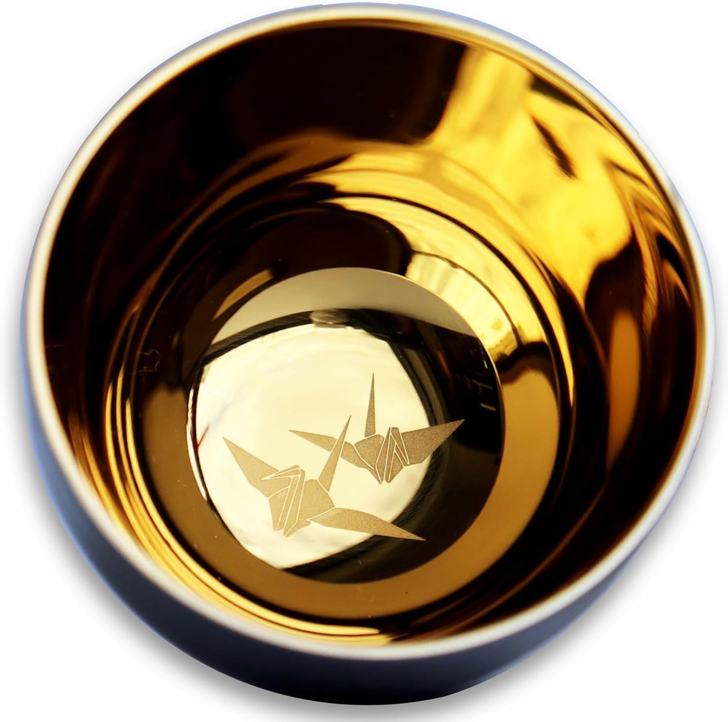 Nagao Guinomi Gold Crane Japanese Sake Cup Stainless Steel 6x5 cm