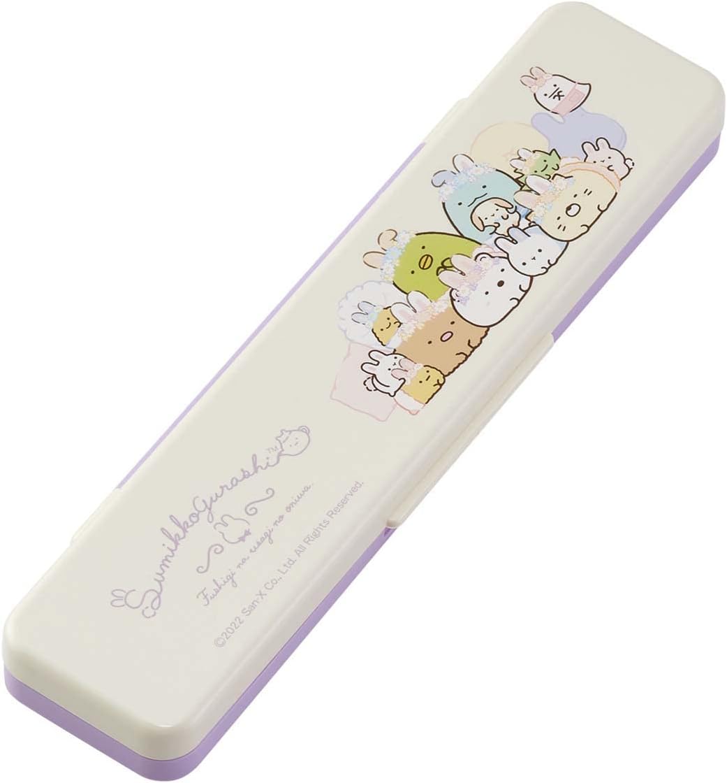 SKATER Sumikko Gurashi Lunch Combi Set Chopsticks, Spoon & Case 6.5 inches