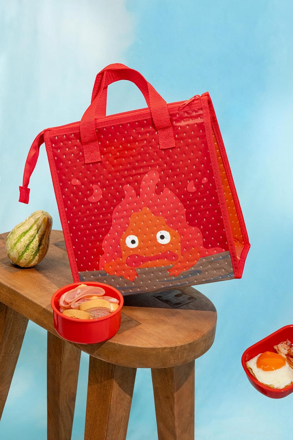 SKATER Howl's Moving Castle Calcifer Red Lunch Bag Cooler Bag Ghibli