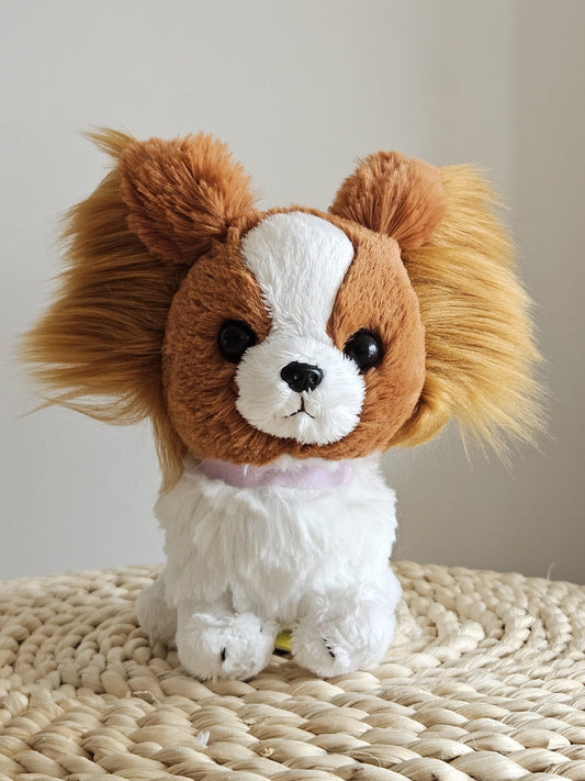 Sun Lemon Adorable stuffed Toy Papillon White & Brown Small