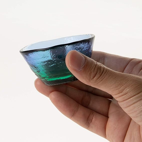 Toyo Sasaki Shokado Glass Sake Cup Blue Green 40 ml