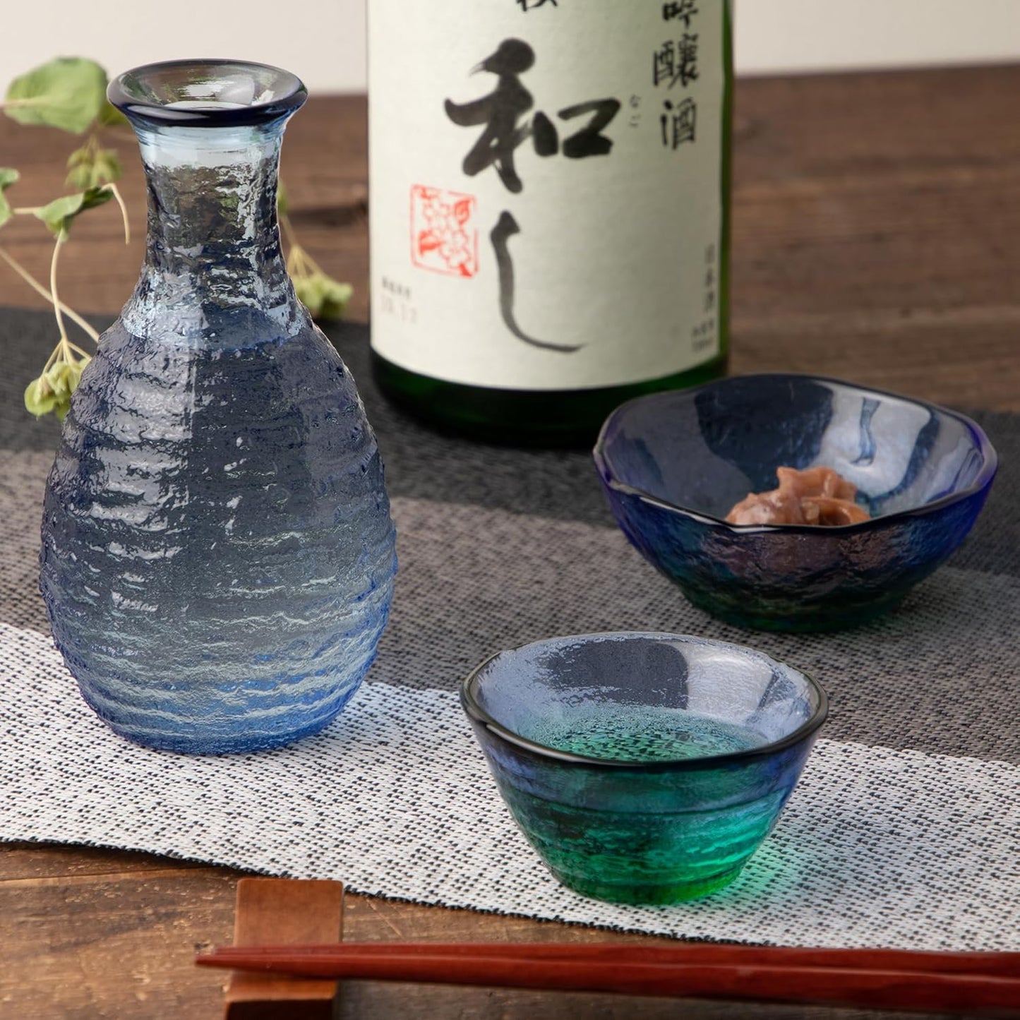 Toyo Sasaki Shokado Glass Sake Cup Blue Green 40 ml