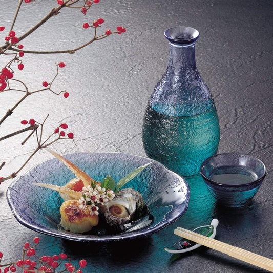 Toyo Sasaki Shokado Glass Sake Cup Blue Green 40 ml