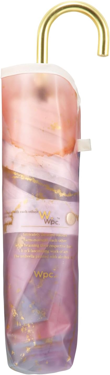 Wpc. Mini Light Vinyl Folding Umbrella Alcohol Ink Art Baby Pink Gold 29cm 195g