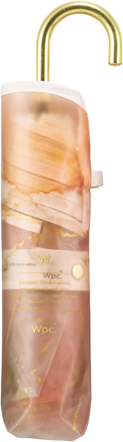 Wpc Mini Light Vinyl Folding Umbrella Alcohol Ink Art Peach Gold 29cm 195g