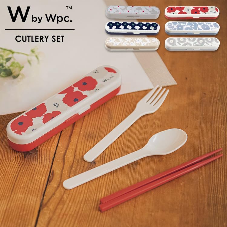WPC. Cute Peony Women's Cutlery Set (Case, Chopsticks, Fork, Spoon)