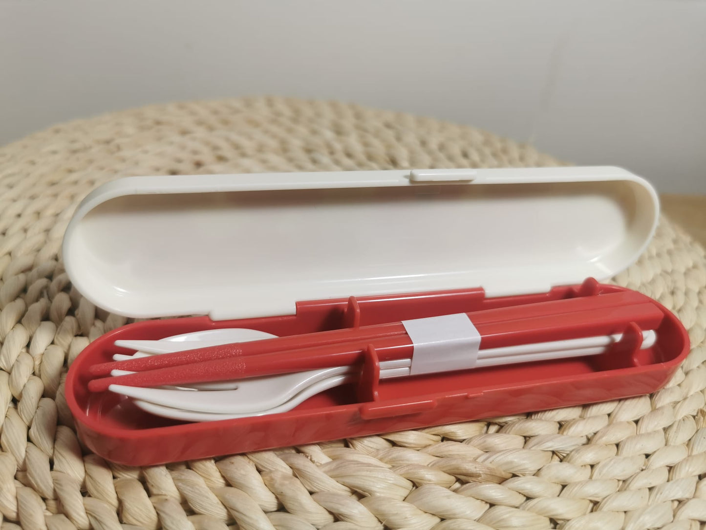 WPC. Cute Peony Women's Cutlery Set (Case, Chopsticks, Fork, Spoon)